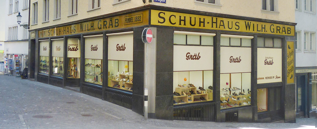 Das Schuhhaus Gräb Ansicht von aussen.